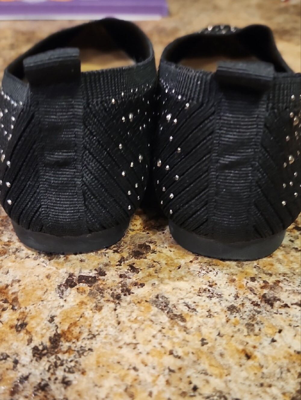 French Connection Black Knit Pointed Toe Flats with Sparkle - Picture 15 of 16